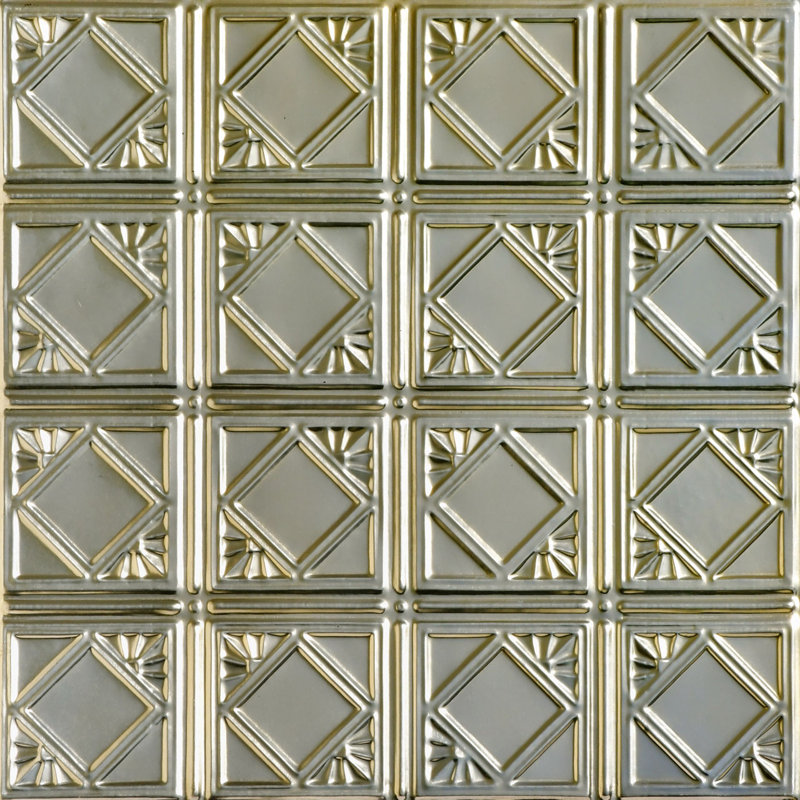Carreau de plafond suspendu en étain 2 pi x 2 pi Carnivale, Pépite d'or