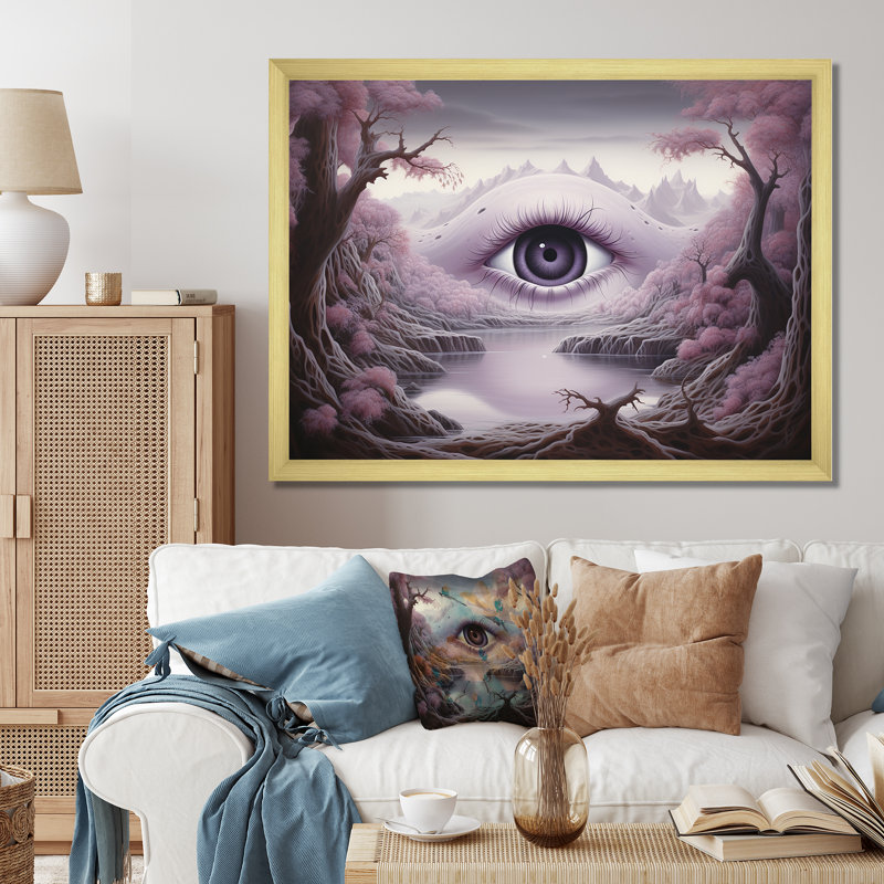 " Minds Eye Surreal Landscape ", Gold Picture Framed, 16" H x 32" W x 1" D