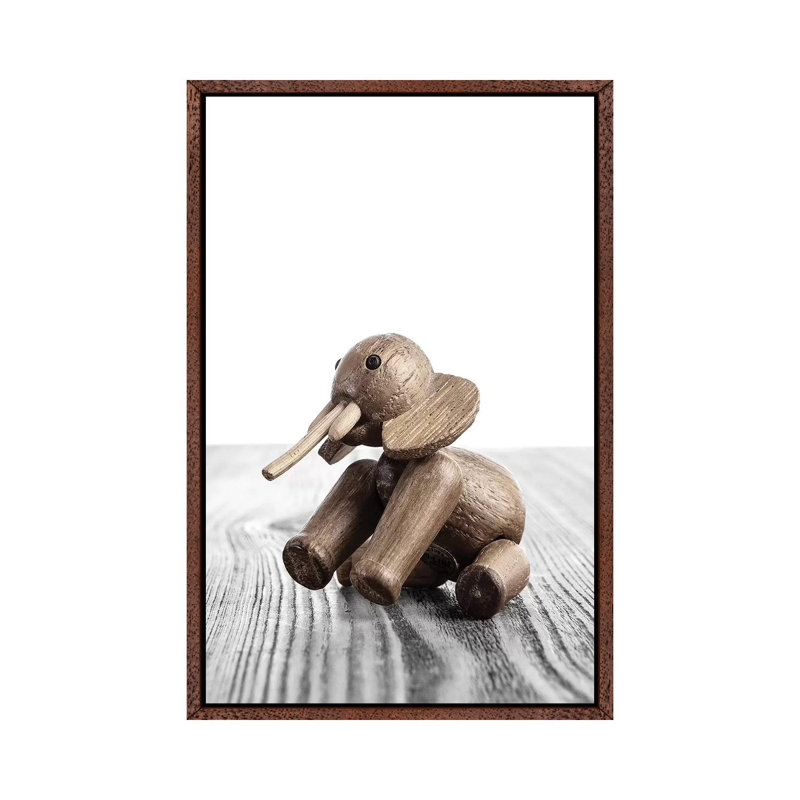 Zooline Elephant - Print on Canvas, 66.04 cm H x 45.72 cm W, Classic Brown Wood Framed