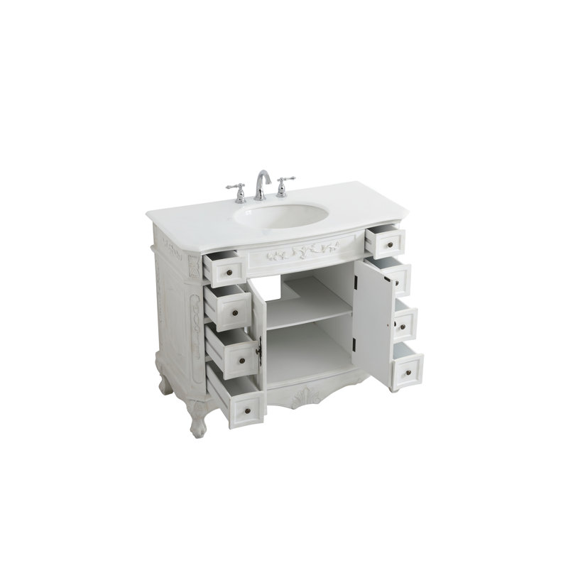 Ensemble de meuble-lavabo simple 42 po Lunette, Ivoire, Blanc Ivoire