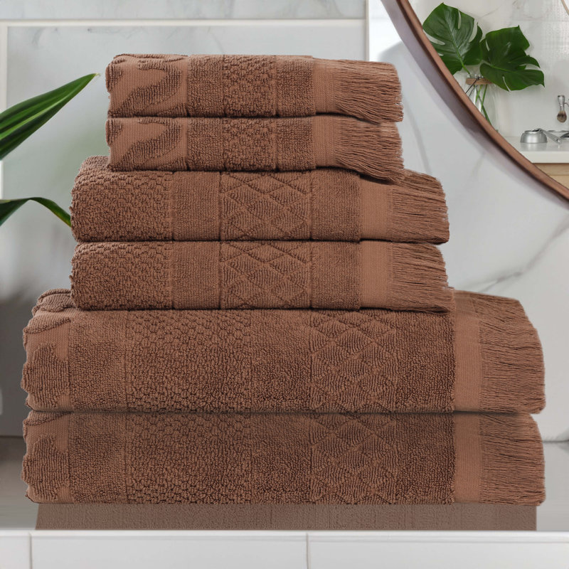 Serviette de bain Rolla, Ensemble de serviettes 6 pièces, Chocolat