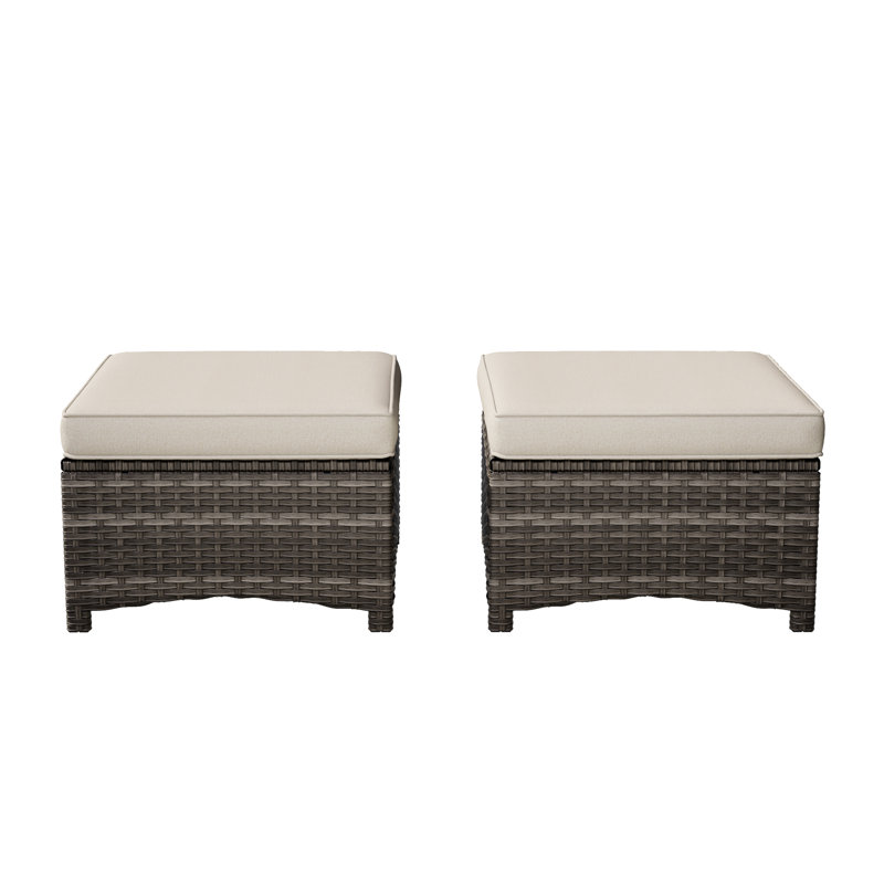 Repose-pieds d'extérieur avec coussin Meyly, Beige