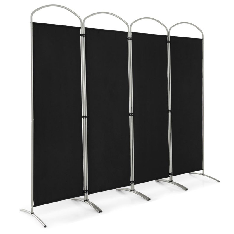 Foulger 221cm W x 188cm H 4 - Panel Folding Room Divider, Black