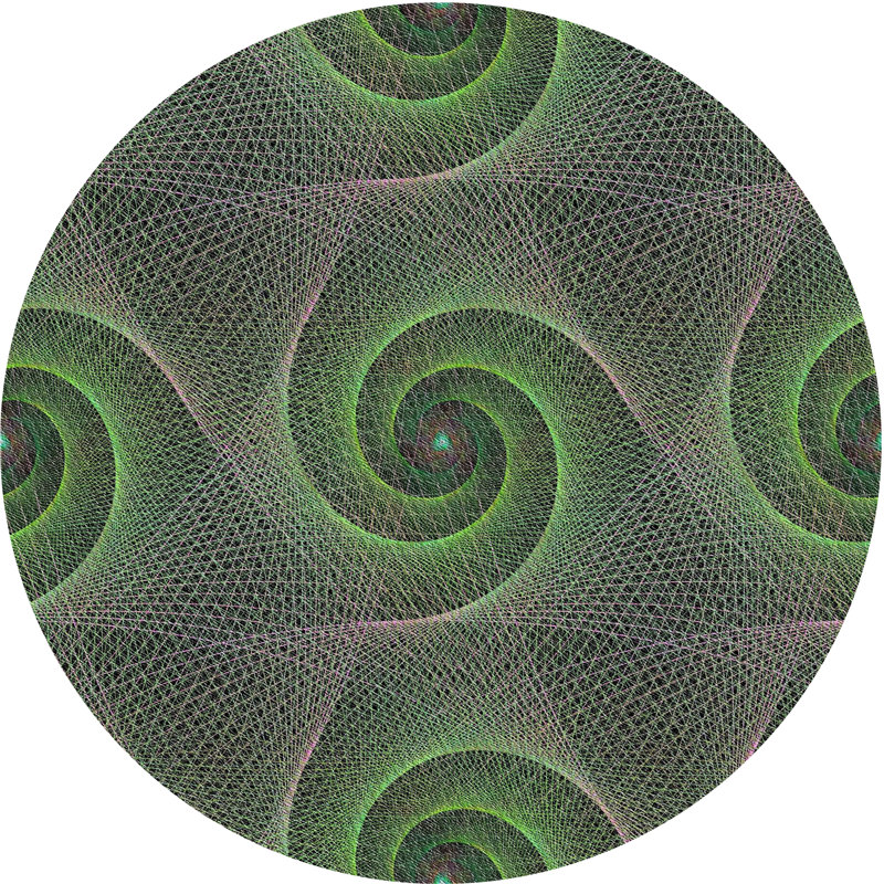 Tapis vert/noir à motifs, Rond 5 pi