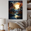 «Moonlight River Retreat Into The Forest I», art mural forêt et rivière