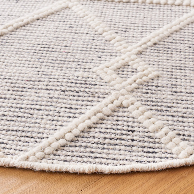 Natura Flat Weave Wool Geometric Rug, Round 6'