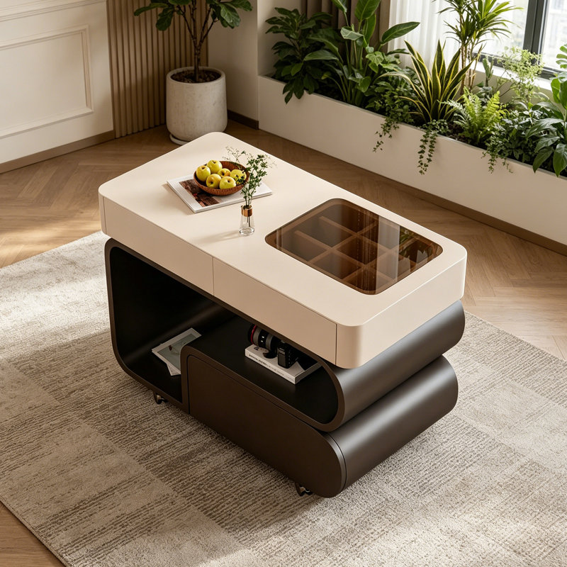 Table basse légère de luxe de style crème, Noir