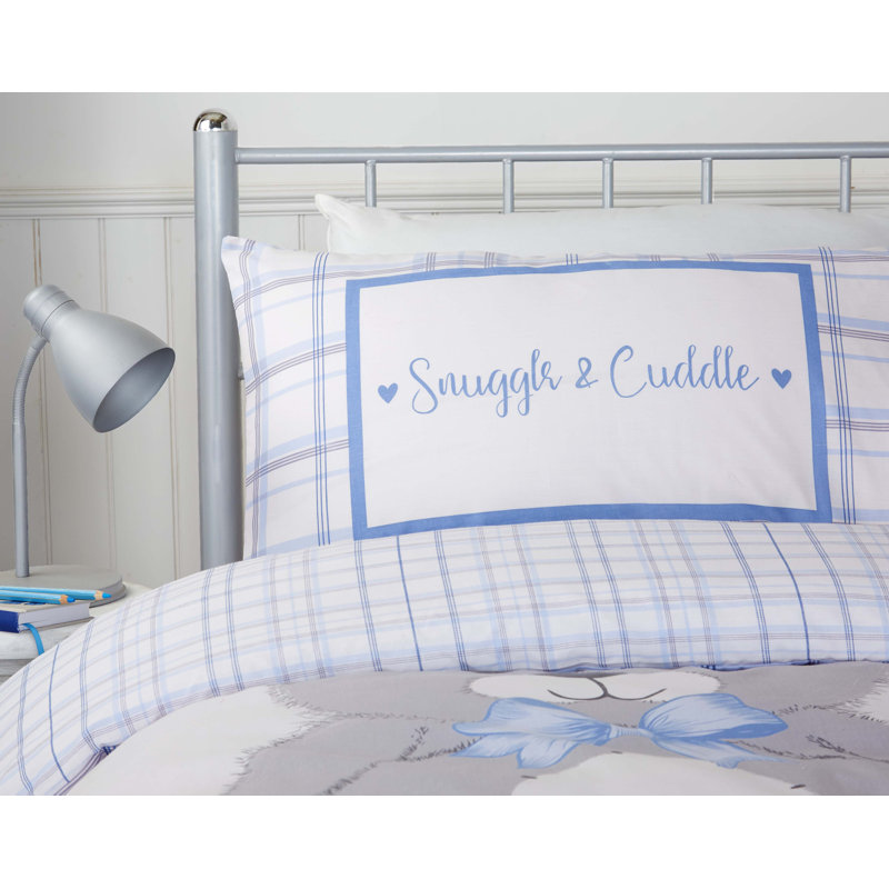 Chequered Duvet Cover Set with Pillowcases Included, Blue