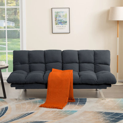 Canapé-lit 67 po en velours côtelé avec dossier réglable et accoudoirs, dossier divisé, pieds en métal, canapé convertible pour les petits espaces du salon