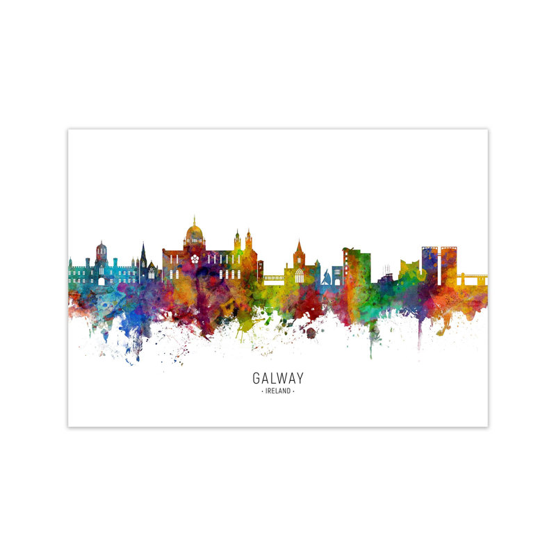 Galway Ireland Skyline by Michael Tompsett - Print, 60cm H x 84cm W x 1cm D, Unframed
