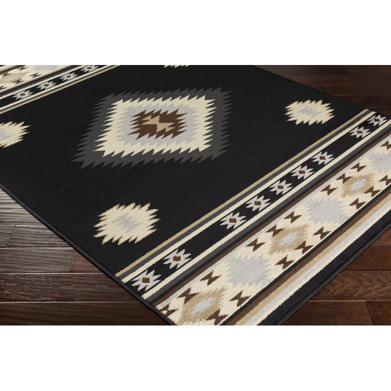 Tapis noir / crème Gorge Southwestern, Rectangle 6 pi 7 po x 9 pi 6 po