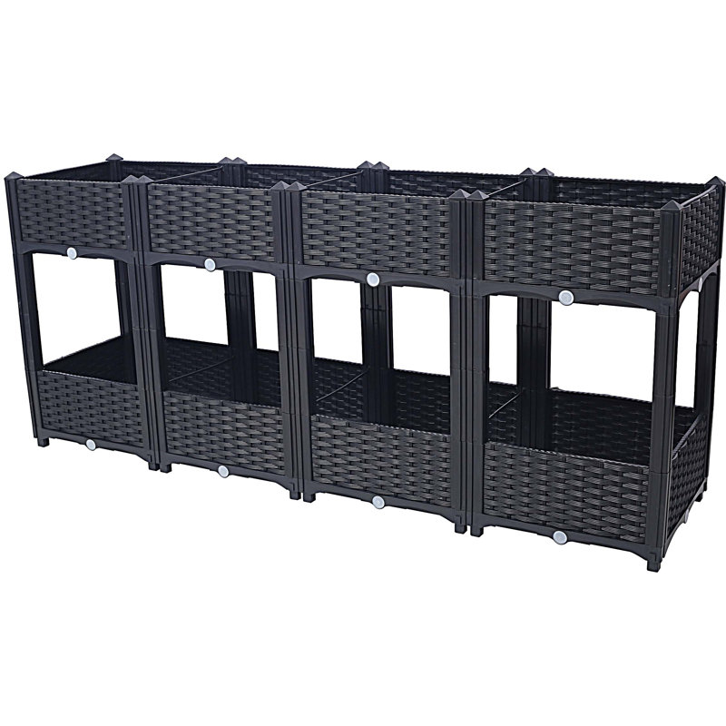 Planter Raised Beds - Elevated Planter Garden Box with Drainage Plug Raised Garden Beds for Vegetable/Flower/Herb Outdoor Standing Planter Beds Gardening Kit,63"x15.7"x27.7"