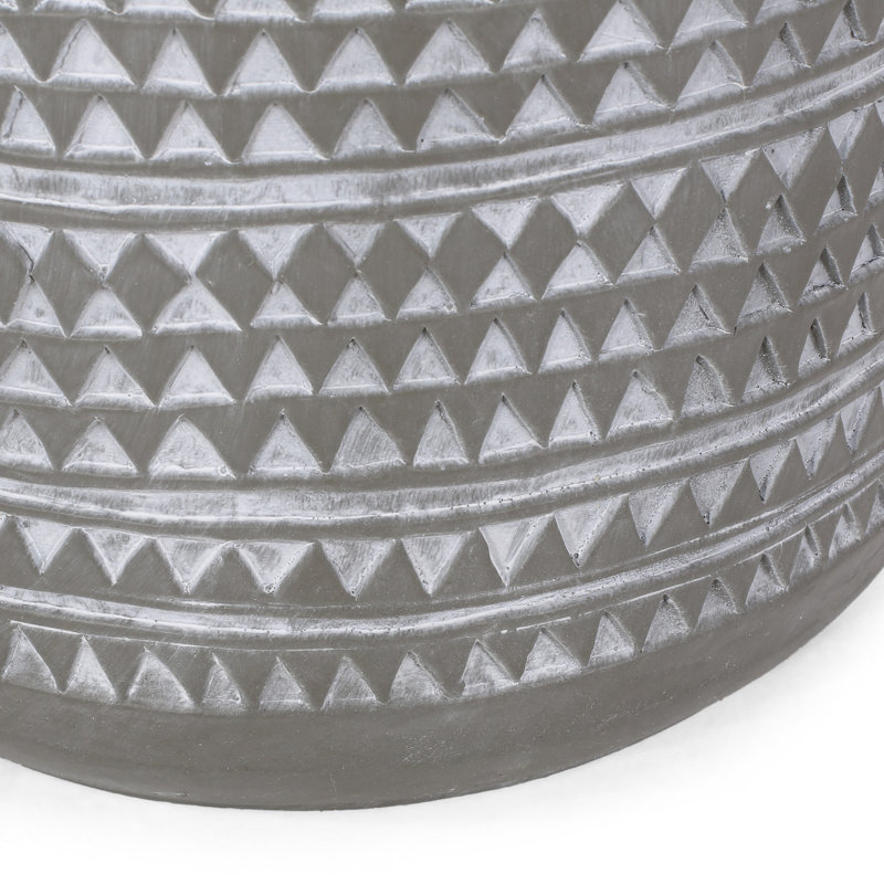 Table de bout d'extérieur, 16 po rond, faux béton gris et motif blanc