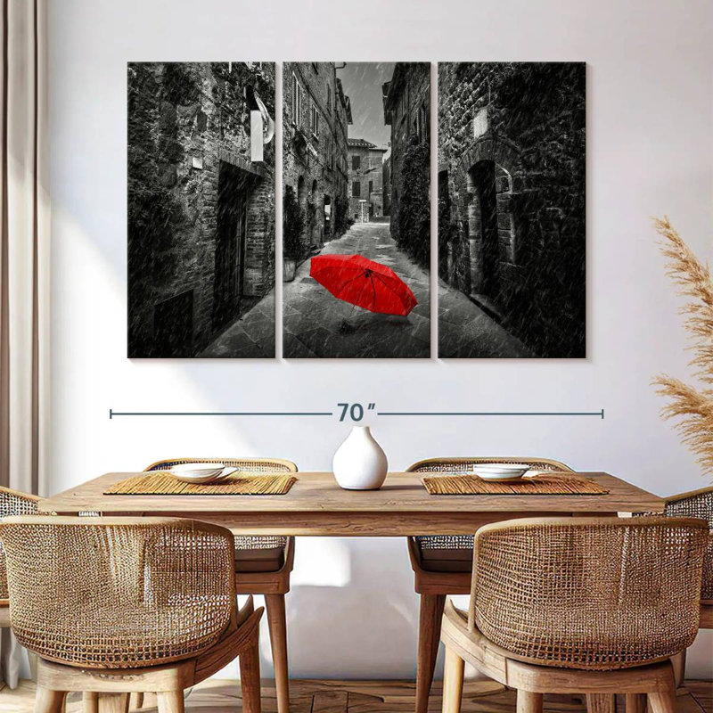 Kerner Red Umbrella In Street, 42" H x 65" W