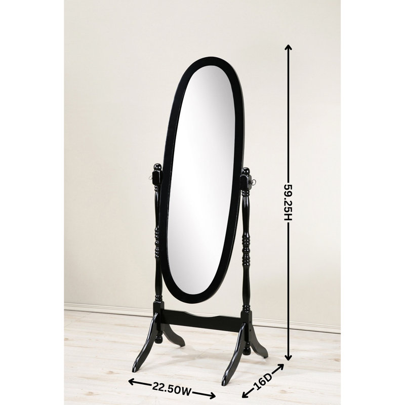 Miroir sur pied en bois noir, Blanc