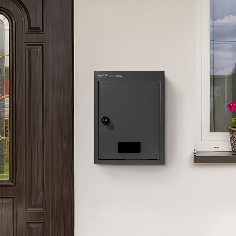 Steel Wall Mounted Mailbox, Black