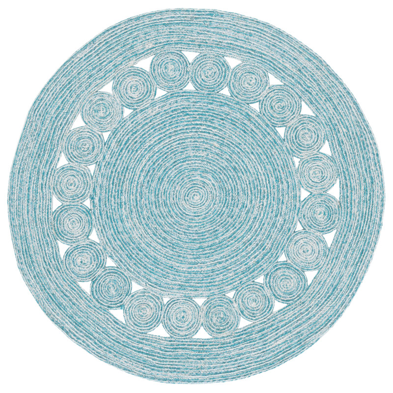 Tapis d'intérieur tressé à la main sans motif, Rond 4 pi 0 po x 4 pi 0 po