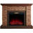 Feico Stackstone Electric Fireplace Mantel Package - Stacked Stone Design with Wood Shelf - 1,000 SQ FT
