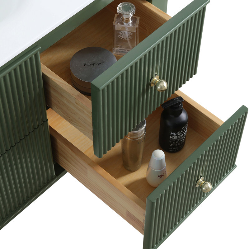 Meuble-lavabo mural simple 48 po avec lavabo flottant vert