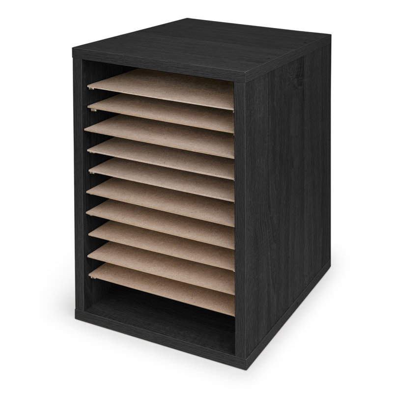 Black MDF 11-Compartment Adjustable Mailroom Organizer