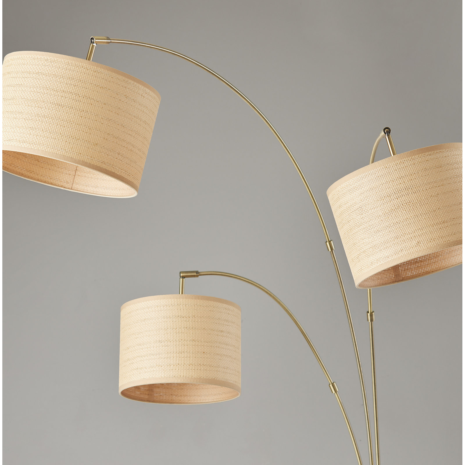 Felice 74'' Floor Lamp, Antique Brass, Natural/Beige