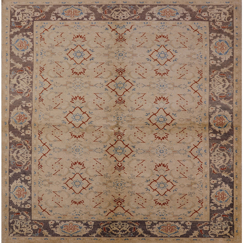 Tapis oriental brun / beige, Carré 7 pi