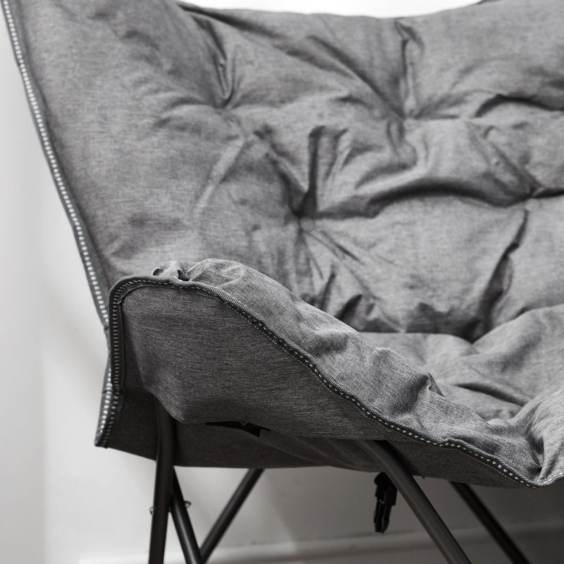  2East Two-Seater Folding Butterfly Lounge Chair, Gray Polyester Blend