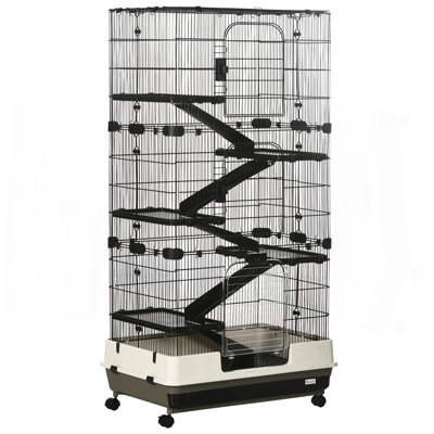 Cage pour petits animaux avec roulettes, cage à lapin portable à 6 niveaux