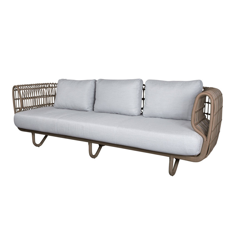 Nest 4 Piece Sofa Seating Group with Cushions, Natural Frame/Light Gray Cushion
