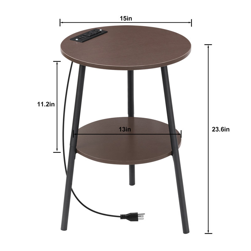 Table de bout avec rangement Ruzycki, Brun