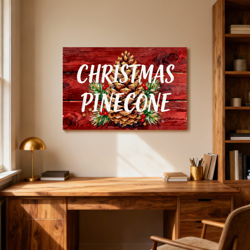 Motif de fond de Noël Noël pomme de pin en bois, H 24 po x l 36 po