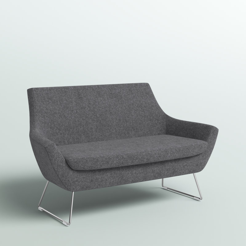 Lakewood Fabric 58'' Reception Loveseat, Dark Gray