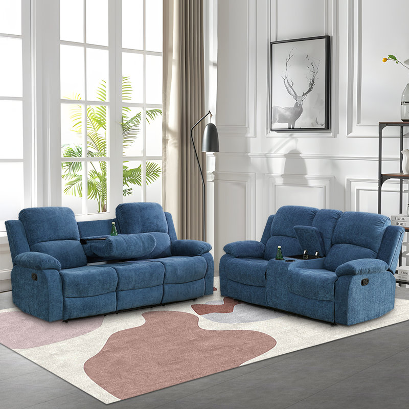 Keayra Upholstered Recliner, Blue Microfiber