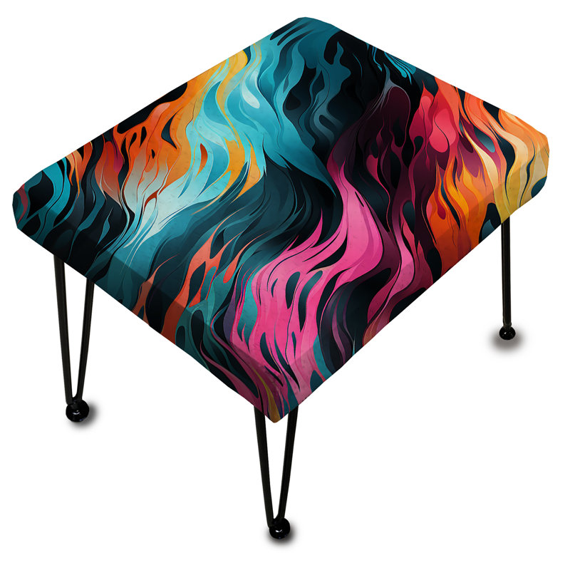 Repose-pieds rectangulaire abstrait multicolore Futuristic Fusion