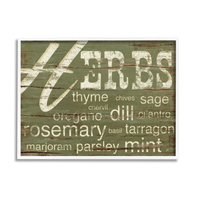 «The Stupell Home Decor Herbs and Words Green Kitchen» par Jennifer Pugh - impression d'art textuel