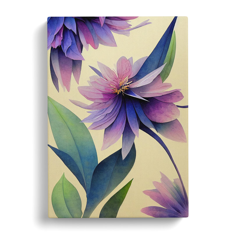 Beautiful Watercolour Flowers No.2 - Wall Art, Wrapped Canvas, 50cm H x 35cm W x 3cm D, No Matte
