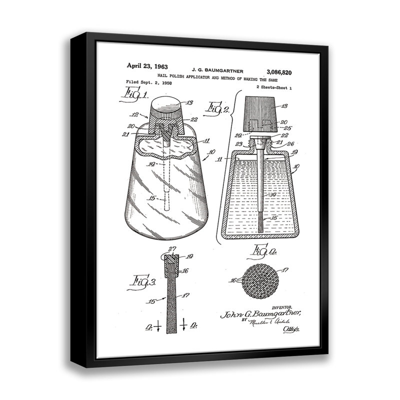 Vernis à ongles - brevet sur toile flottante, H 20 po x l 16 po x P 2 po