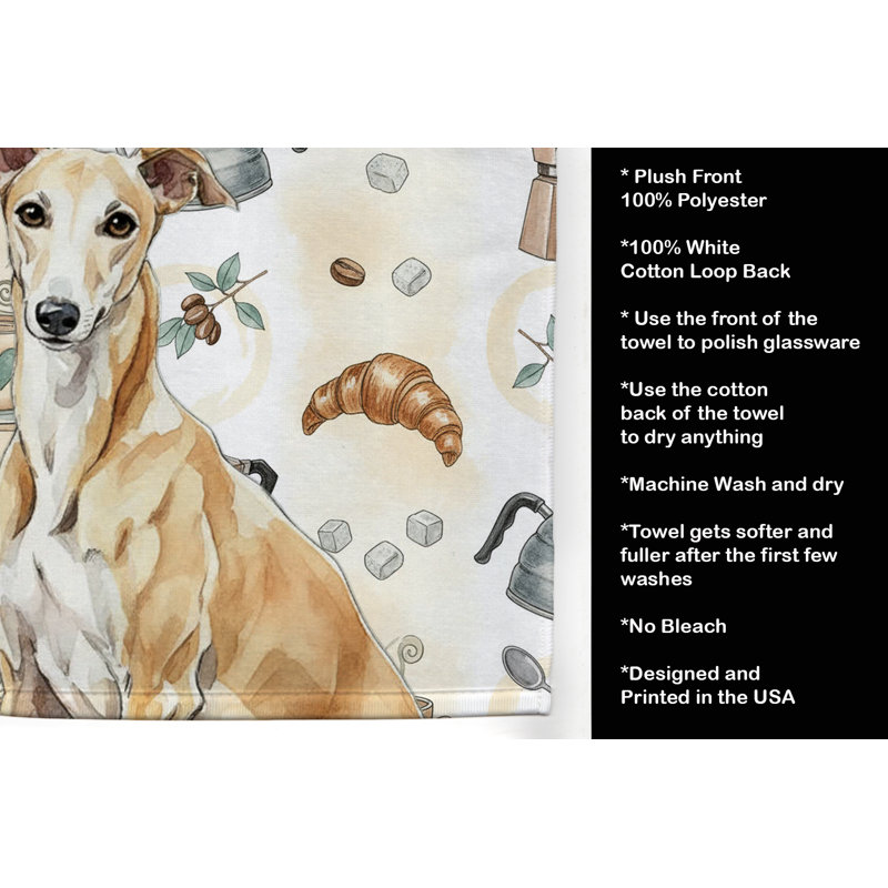 Fawn Greyhound Coffee Bar Kitchen Towel, Fawn Greyhound