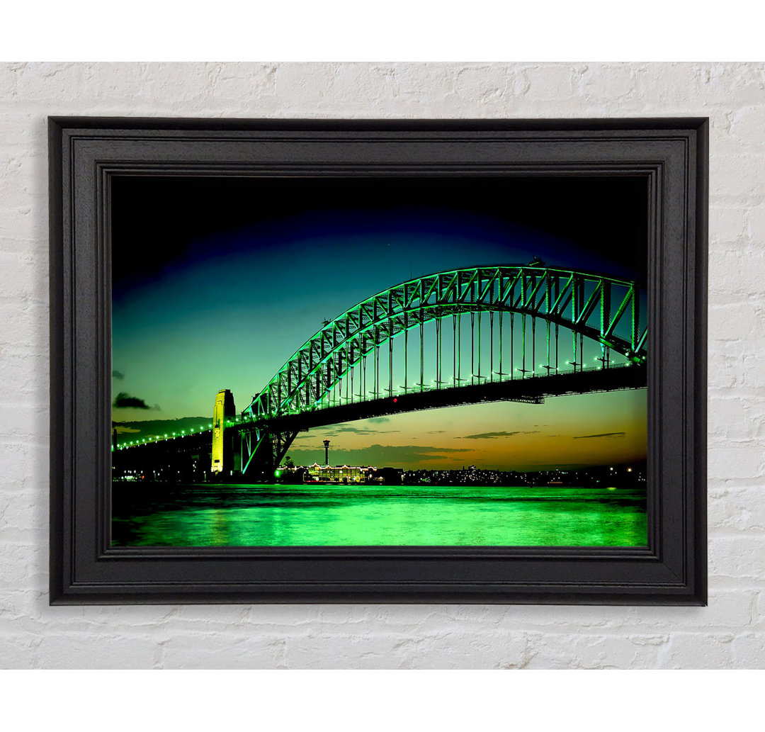 Gerahmtes Leinwandbild Sydney Harbour Bridge Green Cast