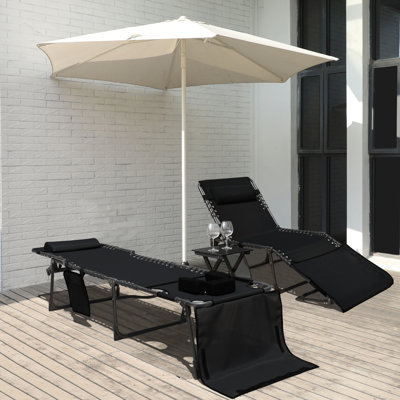 Melbourne 74.4" Long Reclining Chaise Lounge Set with Cushions by Archie & Oscar