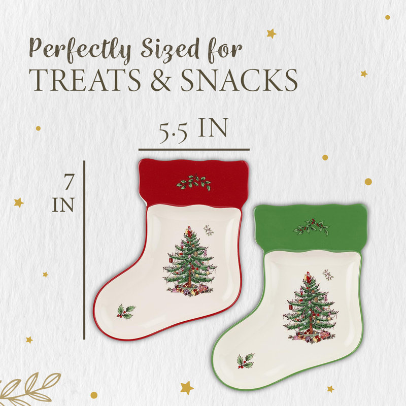 Spode - Sapin de Noël - Ensemble de 2 assiettes de Noël