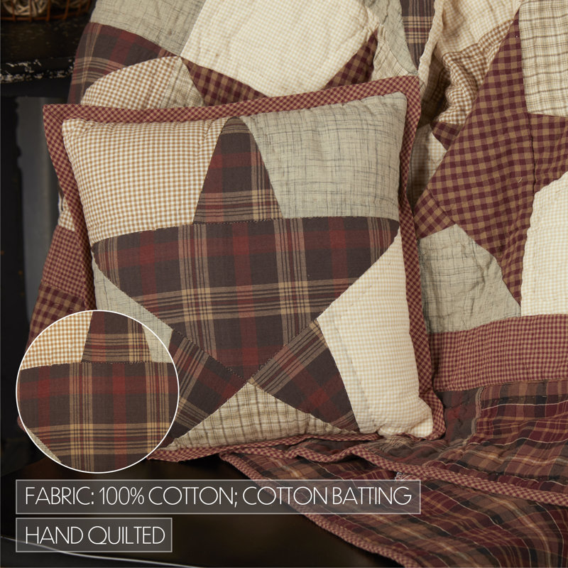 Abilene Star Burgundy and Natural Cotton Throw Pillow