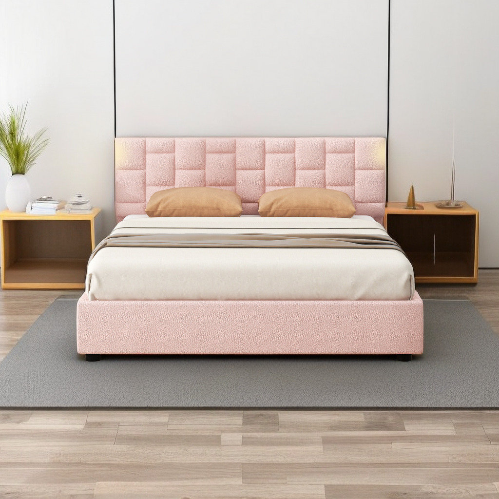 Latitude Run® Queen Size Upholstered Platform Bed With Height ...