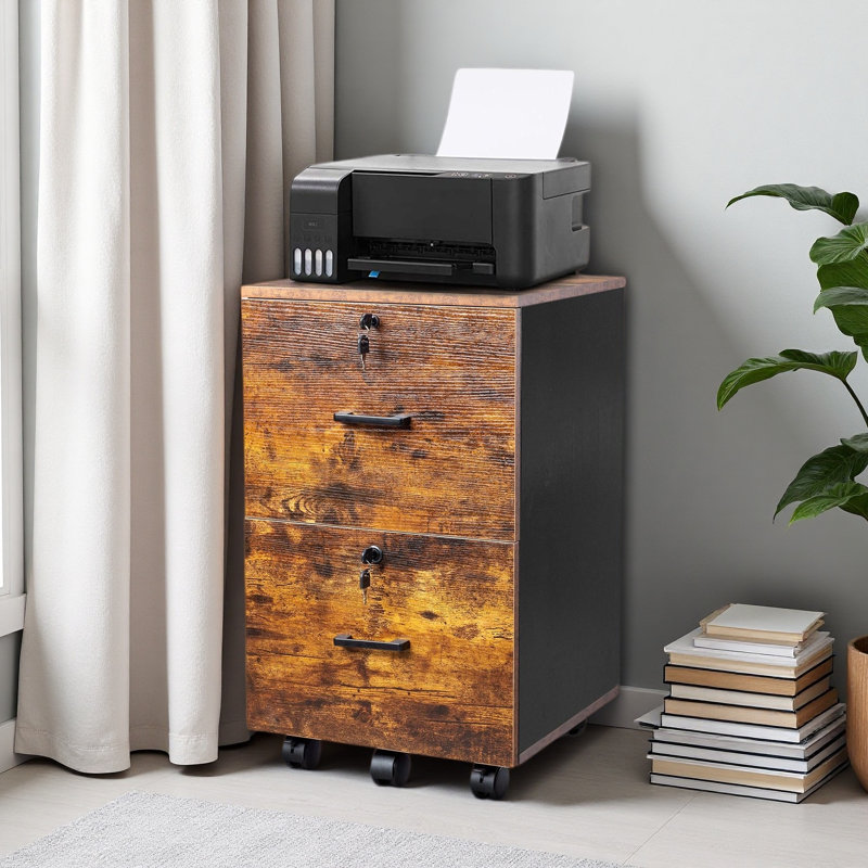 Classeur en bois 2 tiroirs avec serrure