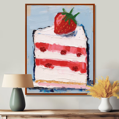 Strawberry Cake Painting - Food Wall Art Print