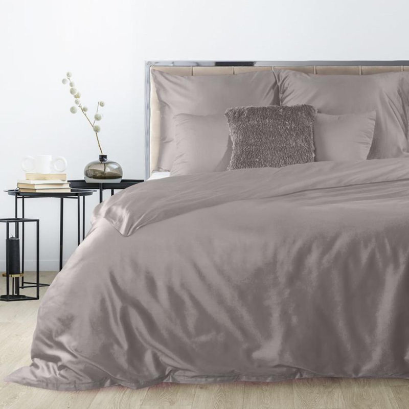 Geanne Cotton Solid Colour Duvet Cover Set with Pillowcases Included, Kingsize - 2 Pillowcases (70 x 80 cm), Gray