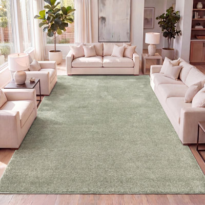 Tapis vert uni à poils courts Aricel