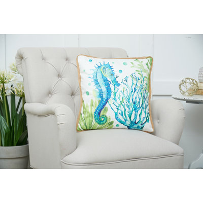 Sea Life Embroidered Throw Pillow