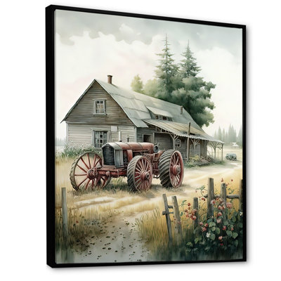 " Tractor At The Barn In Summer II " Painting Print