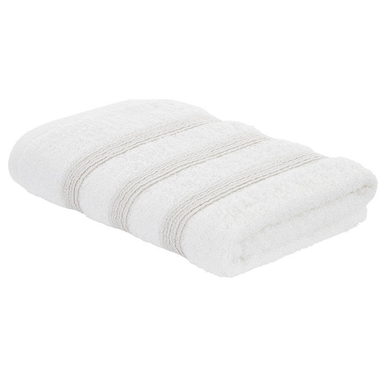 Lurex Bands Hand Towel, White/Silver